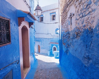 Morocco Photography, Chefchaouen Print, Blue Wall Art, Moroccan Decor, Chefchaouen Morocco Wall Art, The Blue City Morocco Travel Print