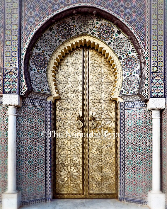 Morocco Door Photo Morocco Photography Gold Door Print Etsy