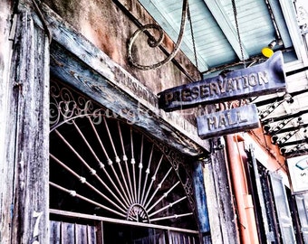 New Orleans Print Preservation Hall Photo New Orleans Decor Travel Wall Art Architecture Print Rustic Decor NOLA Wall Art New Orleans Photo