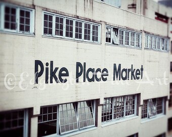 Seattle Photography, Pike Place Photo, Pike Place Market, Seattle Wall Print, Farmers Market Sign, Seattle Decor, Kitchen Wall Art, 11x14