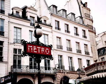 Paris France Metro Print, French Decor, Travel Wall Art, Paris Photography, Paris Metro Sign, Paris Subway Photo, Paris France Print