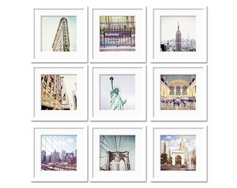 New York Prints NYC Print Set New York City Decor Print Sale Square Prints New York Wall Art Central Park Photo Set of 9 Architectural Photo