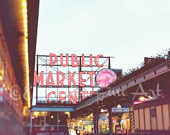 Pike Place Market Wall Print, Seattle Wall Art, Kitchen Wall Decor, Pike Place Market Photo, Seattle Decor, Farmers Market Decor, 8x10 Art