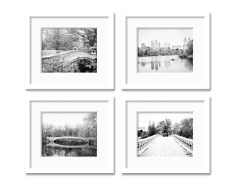 Central Park Prints, New York City Photography, Set of 4 Central Park photos, Black and White Print, New York Photography, New York Wall Art