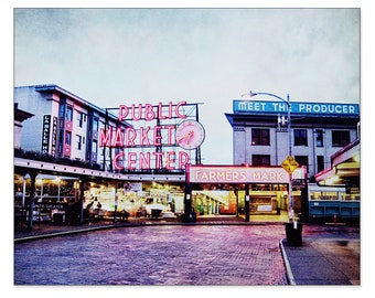 Pike Place Market Farmers Market print Pike Place print Seattle Fish Market Seattle print Pike Place decor Seattle Photo Kitchen wall decor