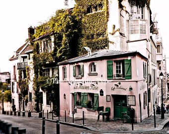 French Cafe Print, Kitchen Wall Art, Paris France Cafe, La Maison Rose, French Decor, Paris Photography, Parisian Cafe, Paris Wall Art