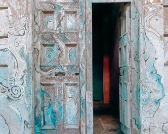 Cuba Photography Havana Cuba Door Print Pastel Blue Art Home Decor Architecture Photo Rustic Decor Print