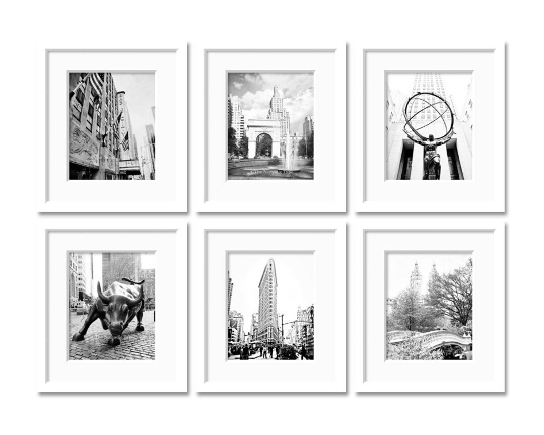 New York City Prints Set of 6 Prints Black and White Art New York City