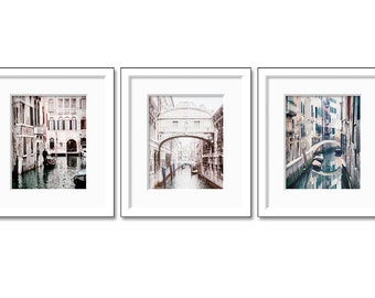 Venice Italy photos SALE Venice print set Venice Gondola Boats Set of 3 Italy Travel decor Venice Wall Art Italy photography Neutral decor