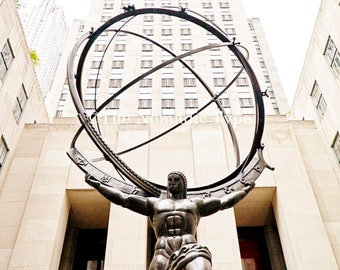 Rockefeller Center Atlas Statue Photo New York City Decor NYC Home Decor New York photography Manhattan Wall Print Architecture print