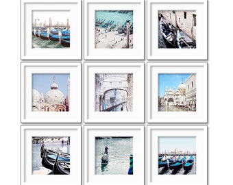 Venice Italy Print Set, Gallery Wall Prints, SALE, Travel Decor, Europe Wall Decor, Set of 9 Prints, 5x5 Print Set, Venice Photography