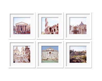 Rome print set Roman architecture Set of 6 prints Italy Photography Rome Pantheon Trevi Fountain Roman Colosseum Europe Travel Decor 8x8 art