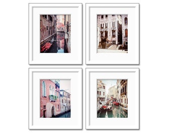 Venice Italy Print Set, Italy decor, Set of 4 prints, Venice Italy photos, Venice Photography, Travel Wall Art, Gondola boats, Rustic Decor