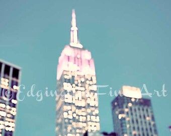 New York Photography Empire State Abstract Print Girls Room Decor NYC Wall Art New York City Print Gifts for Her Teal Wall Decor NYC Print