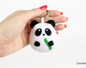 Panda keychain, panda gifts, panda keyring animal stuffed panda bear, birthday present boyfriend gift, funny gift, animals keychain