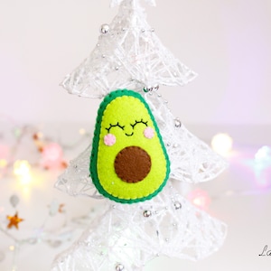 Avocado ornament vegan gift avocado keychain christmas tree decoration, sushi lover, funny gift christmas kawaii avocado gift for vegetarian image 1