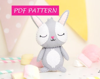 PDF toy sewing pattern. Felt Bunny Toy Pattern. Easter Rabbit woodland Animals. Plush Pattern. Handmade Toy for Kids. Toddler forest animal