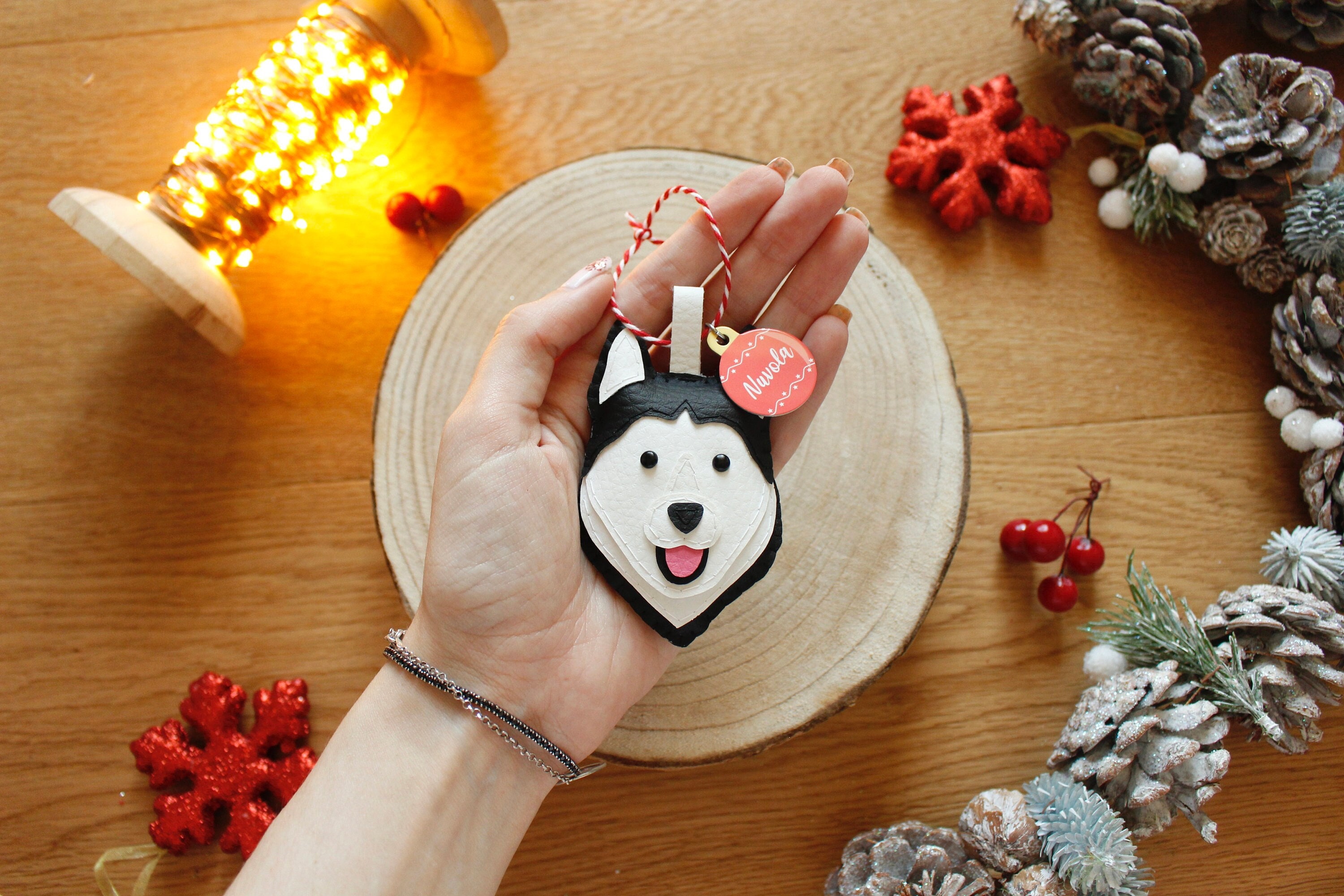 Beagle Paré Golden Retriever Ornements Chiens de Noel. Accessoire en Faux Cuir, Cadeau d'amant Chien