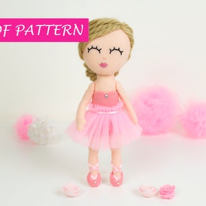 Ballerina doll rag felt doll pattern fabric doll, felt pattern, PDF pattern, cloth doll making clothes sewing pattern DIY handmade princess