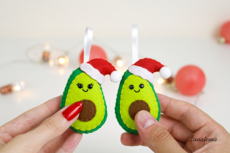 Couples ornament Avocado. Christmas Couples gift. Avocado ornament. best friend gift. girlfriend gift for him funny gift mr and mrs ornament image 1