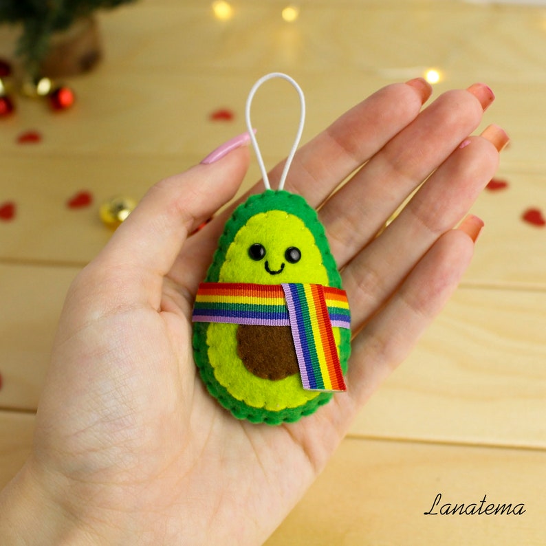 LGBT Ornament Avocado gay pride christmas decor, lesbian Gift for Him. gay Couple christmas Gifts, wedding lgbt gifts, image 2