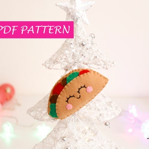 Felt Pattern, PDF pattern, softie felt DIY Tacos ornament Christmas kawaii felt toy pattern embroidery pattern, play food sewing pattern