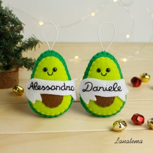 Avocado ornament personalized with name avocado lover gift baby first christmas ornament, guacamole vegan gift girlfriend Couples decoration