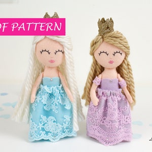 Princess doll pattern, princess PDF pattern tutorial sewing pattern, felt pattern, handmade doll DIY toy instant download fabric doll