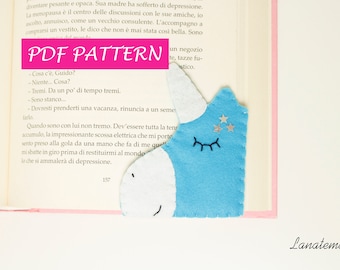 Unicorn Pattern. Bookmark Felt Tutorials. Diy Bookmark. Pdf pattern Unicorn  beginner Sewing Pattern. Gift for Unicorn Lover Children Gift