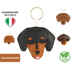 Handmade Faux Leather Dachshund Bag Charm for Purse - Unique Dog Breed Accessory, Stylish Gift for Dog Lovers, Durable and Made in Italy