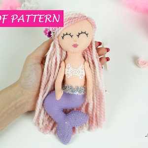 Mermaid pattern felt Doll pattern removable clothes doll making PDF pattern, handmade gift collectible doll instant download dress doll felt