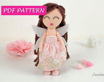 Fairy Felt pattern, doll PDF pattern, doll making clothes sewing pattern, handmade doll DIY, gift for girl soft doll fairy instant download