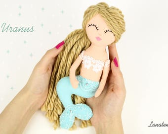 Felt Mermaid. Ooak Dolls. Handmade Plush. Newborn Gift. Collectible Dolls. Gift for Her. Felted Dolls. Baby Girl Nursery Decor. Unique Dolls