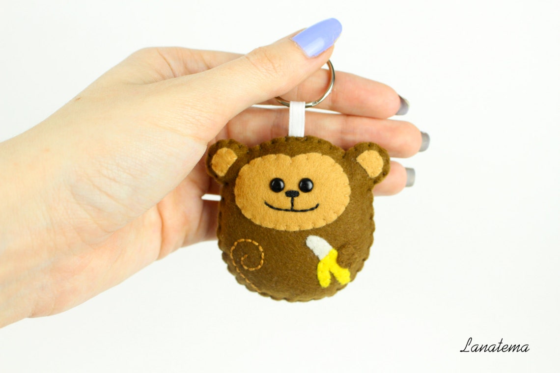 Monkey Keychain Gift for Her Monkey Keyring Monkey Gift Etsy