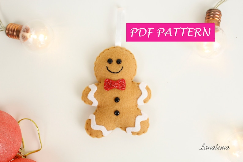 Gingerbread Man PDF Pattern Ornament Felt Gingerbread Man Softie ...