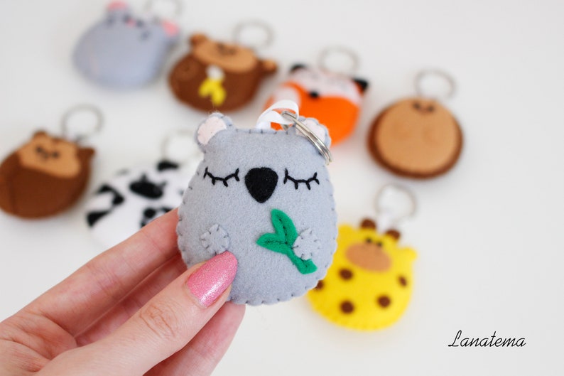Animal Keychain Cat Keychain Chubby Animal Key Ring Fox Etsy