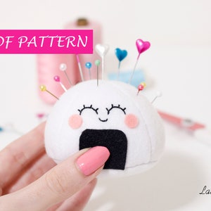 Pin cushion pattern, felt pattern PDF sewing patterns, diy sewing gift onigiri felt pincushion, make your own felt tutorial, felt food sushi