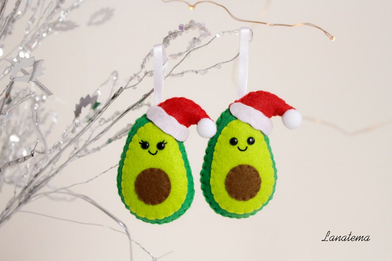 Couples ornament Avocado. Christmas Couples gift. Avocado ornament. best friend gift. girlfriend gift for him funny gift mr and mrs ornament image 2