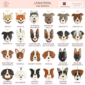 Porte-clés fait main en Italie, cane corso, shiba, porte-clés homme simili cuir, cadeau fête des mères, bouvier bernois, Beagle