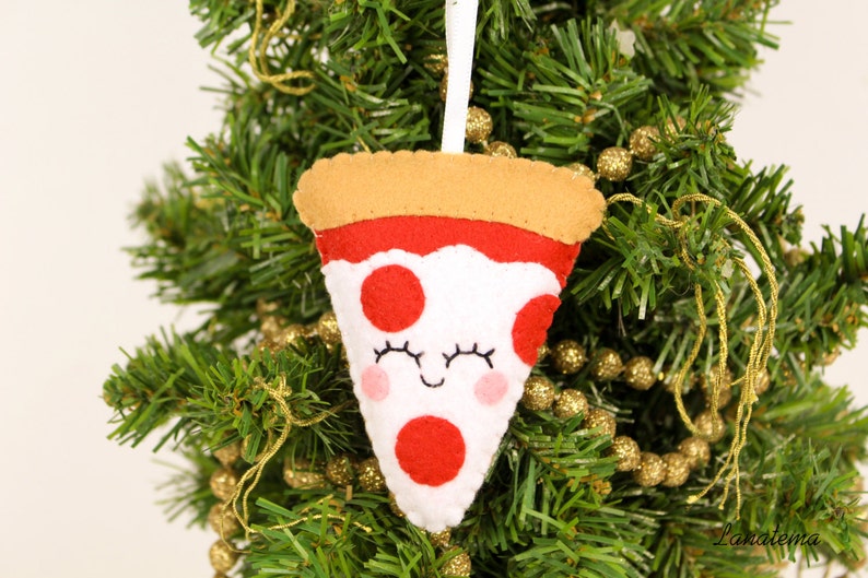 Pizza Felt Ornament. Felt Food. Funny Christmas Ornament. Felt Gift. Pizza Lover. Best Friend Gift. Handmade Felt Christmas Decorations image 3