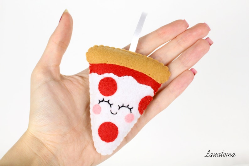 Pizza Felt Ornament. Felt Food. Funny Christmas Ornament. Felt Gift. Pizza Lover. Best Friend Gift. Handmade Felt Christmas Decorations image 1