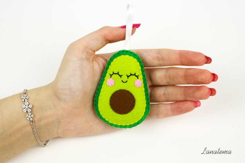 Avocado ornament vegan gift avocado keychain christmas tree decoration, sushi lover, funny gift christmas kawaii avocado gift for vegetarian image 3