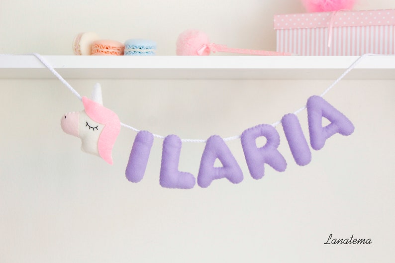 New baby gift Felt Name banner name bunting baptism gift decor nursery name banner, Personalized Banner, newborn girl personalized baby gift image 1