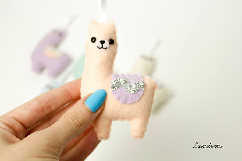 LLama ornament felt, Llama gifts, drama llama Christmas ornament alpaca, llama decor, Christmas decoration llama decor funny animal ornament image 2