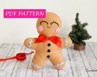 Plush pattern soft toy pattern Christmas gingerbread man plush hand sewing pattern felt pattern doll PDF decoration christmas ornament diy