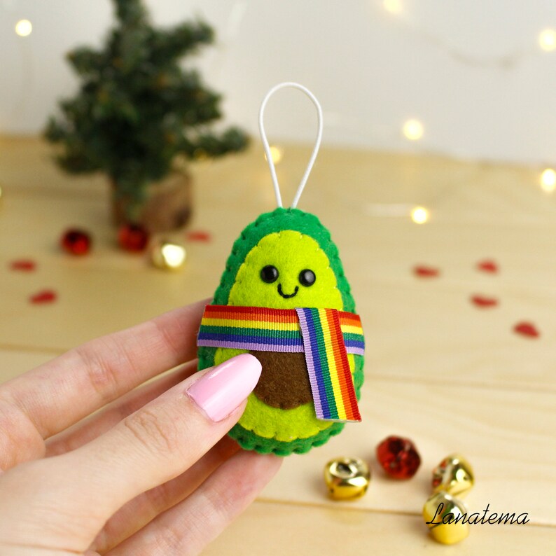 LGBT Ornament Avocado gay pride christmas decor, lesbian Gift for Him. gay Couple christmas Gifts, wedding lgbt gifts, image 3