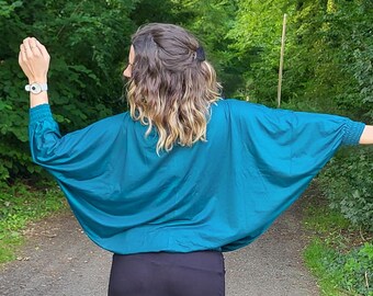 Batwing Boat Neck Oversize Cool Top, Off Shoulder Bat Sleeve Blouse Butterfly Tunic, Comfy Stylish Stretchy Easy to Wear Everyday Birthday