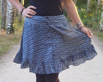 Mini korte cirkelschaatser casual rok met knopen aan de voorkant, dames boven de knie elastische taille katoenen kleding, strandbedekking, Cottagecore Renaissance