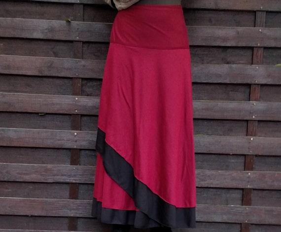 dark red maxi skirt