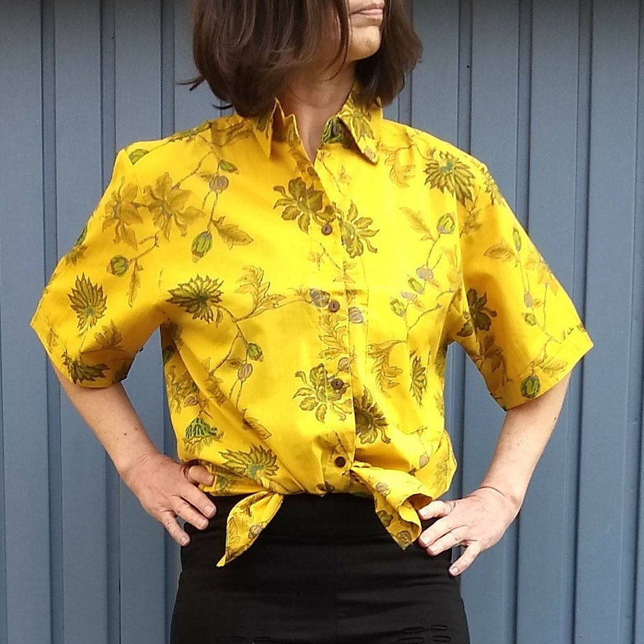 sunflower button up shirt